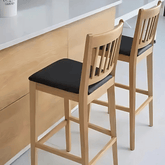 Manor 經典實木皮革座墊高腳酒吧吧檯椅